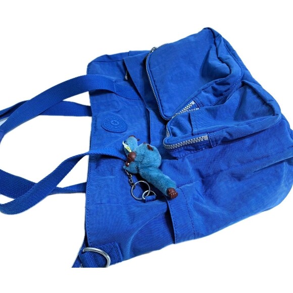 Kipling Sady Tote Shoulder Bag Blue Nylon Crossbody Gym Weekender Carry On - Picture 5 of 12